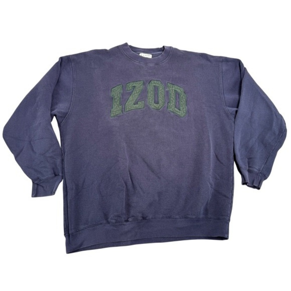 Vintage 90s IZOD Mens Navy‎ Blue Crewneck Sweatshirt Pullover Logo Size Large